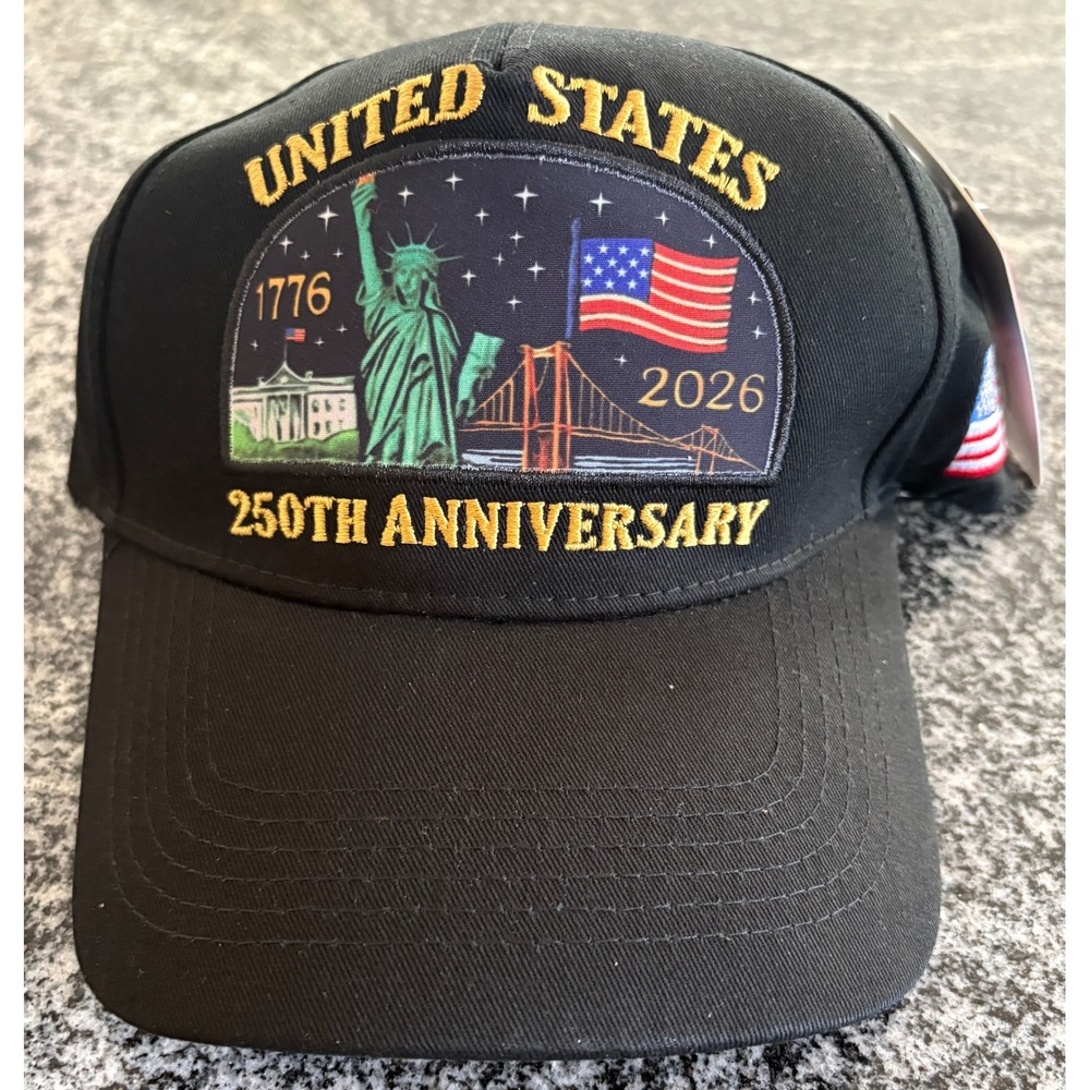 NWT Unisex USA 250th Anniversary Landmark Baseball Cap - OSFM - Black